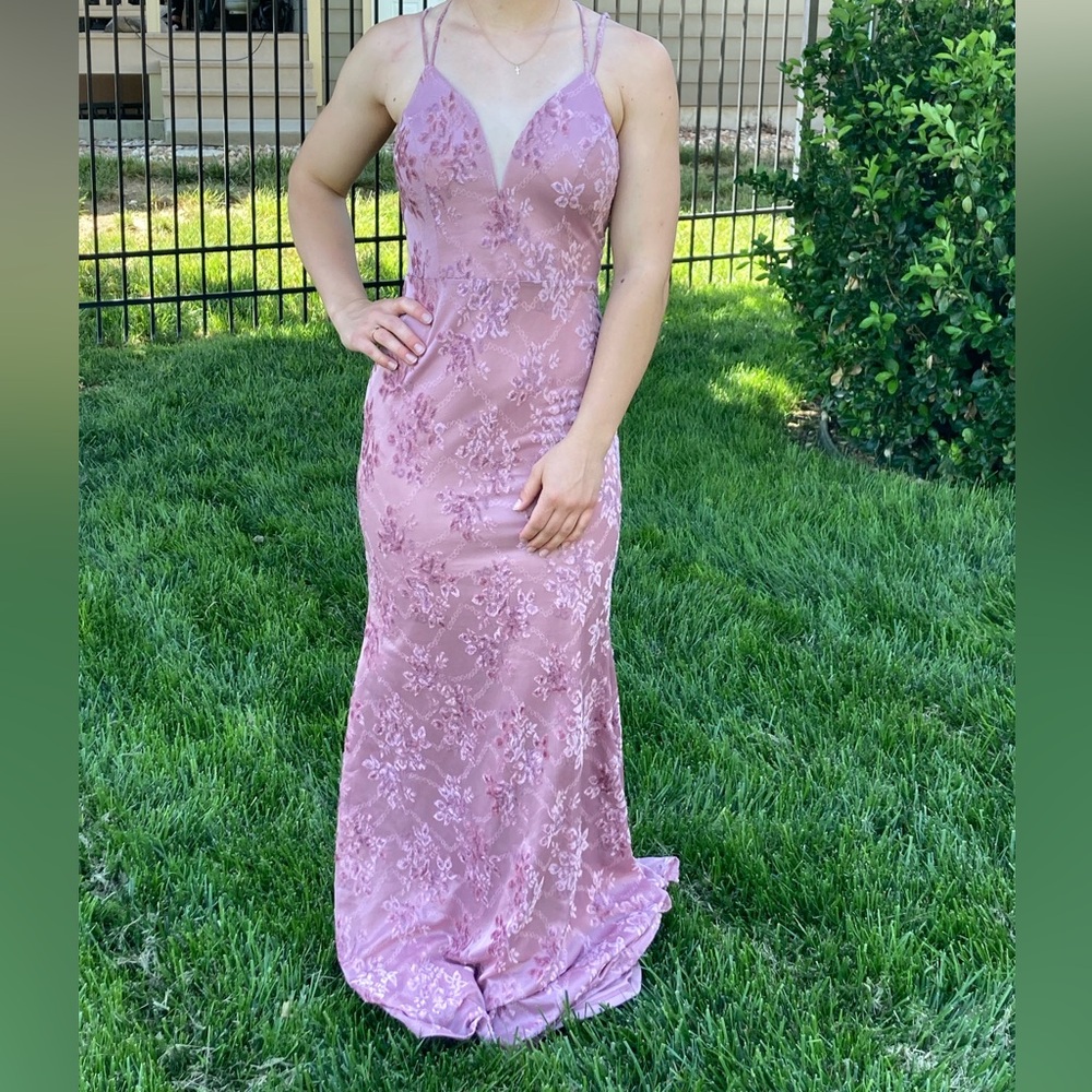 Blush Pink Vintage Style Floral Lace Prom Dress, Size small, Windsor - Picture 7 of 16